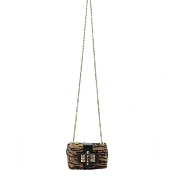 Christian Louboutin Womens One Strap Tiger Panama Sweety Charity Handbag Brown - Picture 17 of 17